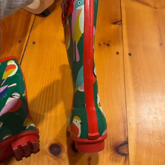 MINI BODEN 35 Bird Print Wellies Rain Boots Rubber Slosher Liner - Picture 7 of 9